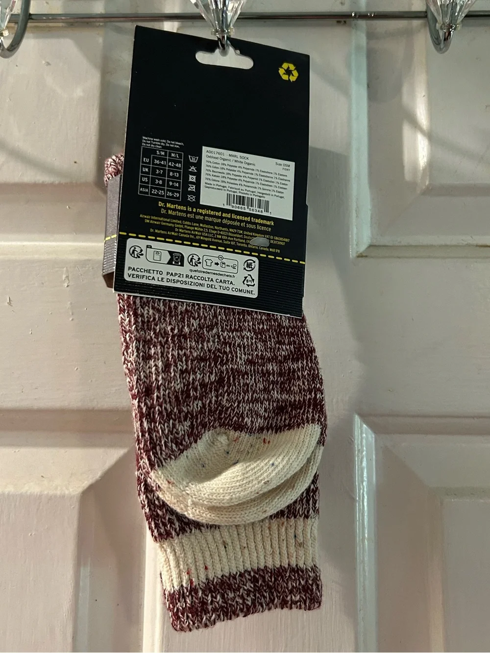 Dr. Martens Marled Burgundy and Cream Crew Socks
